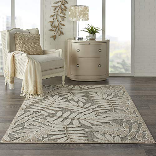 "NOURISON Aloha Indoor-outdoor Floral Natural 5' x 8' Area Rug 5'3"" x 7'5"""
