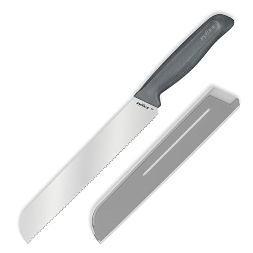 Zyliss Bread Knife, 21cm/8in, Japanese Stainless Steel Serrated Blade - Sustainable Wheat Straw Handle Includes Cover for Safety Ideal for Slicing Sourdough, Baguette, Crusty Rolls Dishwasher Safe