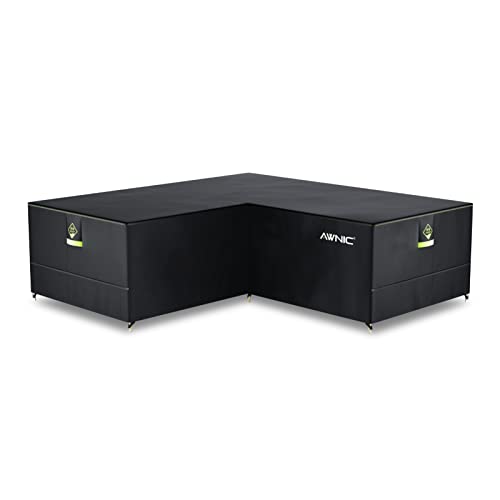 Awnic L-Shaped/Corner Sectional Outdoor Sofa Cover, Heavy-Duty, Waterproof, Black