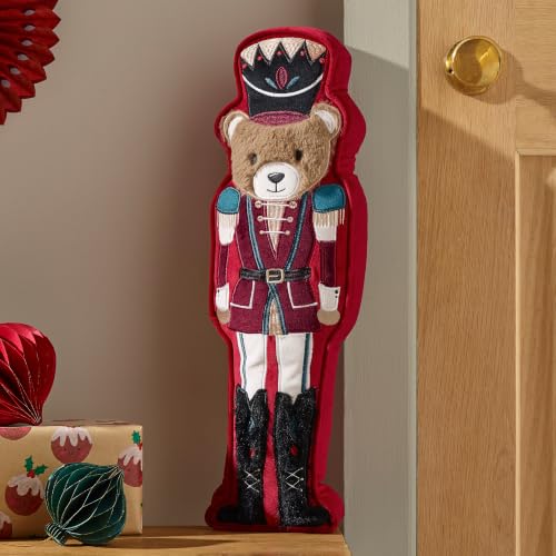 Catherine Lansfield Christmas Nutcracker Bear 3D Shaped Cushion Red