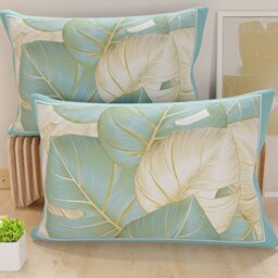 PETTI Artigiani Italiani - Pair of Pillow Cases 40 x 80 cm in Microfibre, Cushions for Bedroom Furniture, Sofa, Living Room, Set of 2 Cushion Covers, Tropical Light Blue O Pillowcase, 100% Made in