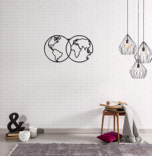Homemania Wall Decoration, Metal, Black, 60 x 0.2 x 34 cm
