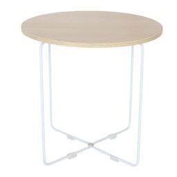 Relaxdays side table, HxWxD: 40 x 40 x 40 cm, Scandinavian design, MDF & metal, round coffee table, natural/white