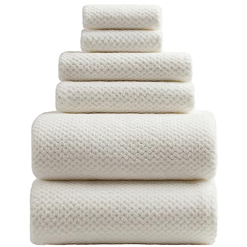 HVMS Oversized Bath Towels Extra Large 40x80 Inches Bath Sheets for Adults Super Soft Quick Dry Highly Absobent Microfiber Shower Towels (White,6 Piece)???