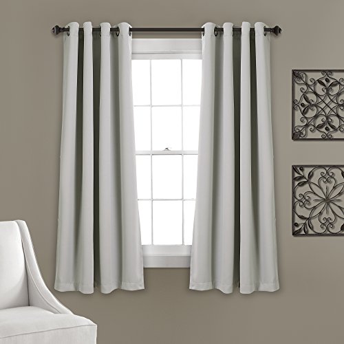"Lush Decor Insulated Grommet Blackout Curtains Panel Pair, 52"" W x 63"" L, Light Gray"