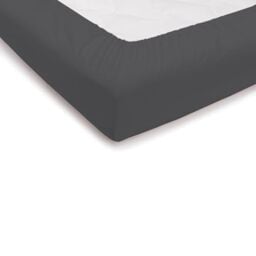 PENSIERI DELICATI Double Bed Sheet 180 x 200 cm, Plain Colour Fitted Sheet +30 Made in 100% Cotton, Made in Italy, Anthracite