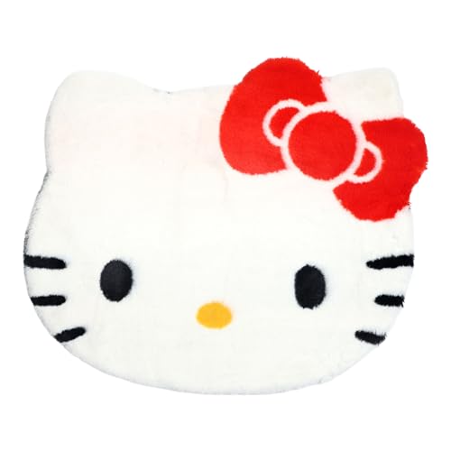 Hello Kitty Officially Licensed Shaped Rug - Super Soft Faux Fur Rug - Cutie Design - Perfect For Kids Bedroom, Playroom Or Living Room Décor - White - 80 x 67cm