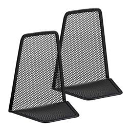 Relaxdays Set of 2 Bookends, Supports for Books, CDs, DVDs, HxWxD: app. 14.5 x 12.5 x 9 cm, Black