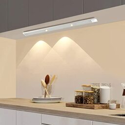 20 cm Under Cupboard Kitchen Lights with Motion Sensor LED Sensor Light Indoor USB Rechargeable Cabinet Lights Fully Dimmable Wireless Night Light for Kitchen, Bedroom, Stairs (3 Colors)