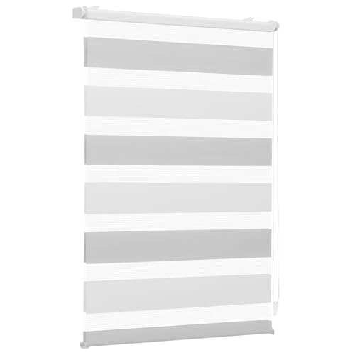Sekey Klemmfix Double Roller Blind, No Drilling Required, Two-Tone Double Roller Blind, 100 cm Wide, Duo Roller Blind, Sun Protection, 100 x 150 cm, White and Light Grey