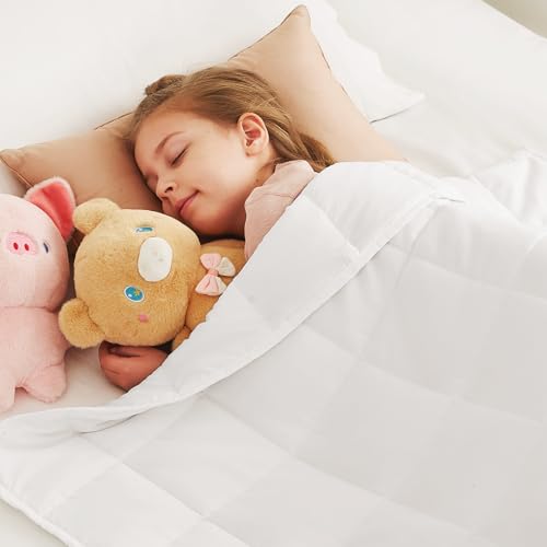 "CuteKing Weighted Blanket - Weighted Blanket with Premium Glass Beads - Breathable Heavy Blanket for Comfort Sleep - Thick Blanket All Season (10lbs, 50""x60"", White)"