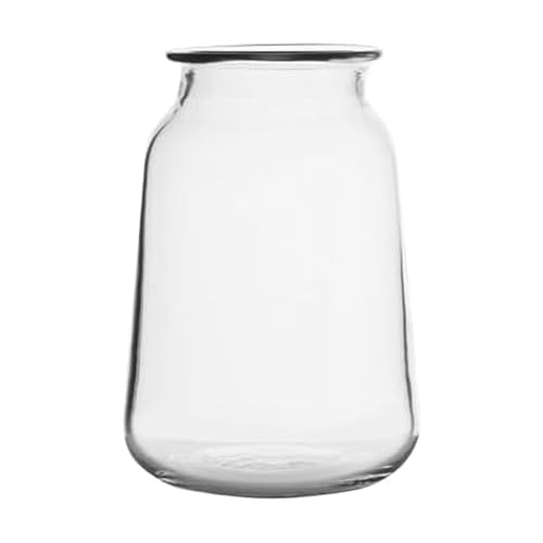 Elements Glass Milk Bottle Vase, for Use with Dried or Faux Flowers and Greenery, 4.2x4.2x4.72 Inch, Clear