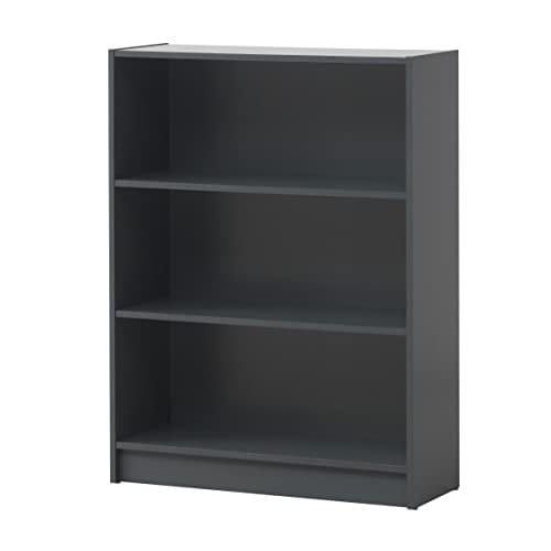 Timber Art Design 3 Tier Open Bookcase Shelf Tall Adjustable Display Shelving Storage Unit Wood Furniture Multimedia Comicbook Rack - Dark Grey