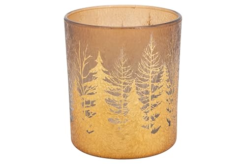 Cosy Home Set of 6 Gold Glass Candlesticks with Cracke Trees Design, 9 x 9 x 10 cm