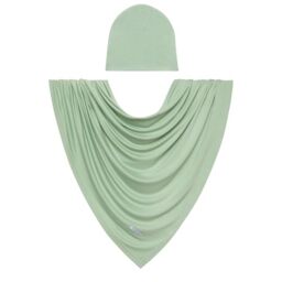 Posh Peanut Unisex Baby Swaddle Blanket - Large Premium Knit Viscose from Bamboo - Infant Swaddle Wrap, Receiving Blanket and Beanie Set, Baby Shower Newborn Gift, Registry - Sage