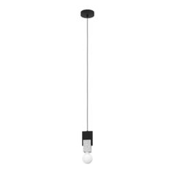 EGLO Pendant Lighting Lobatia, Ceiling Light Fixture for Dining and Living Rooms, Hanging Light Made of Grey-White Terrazzo, Wood and Black Metal, E27 Socket