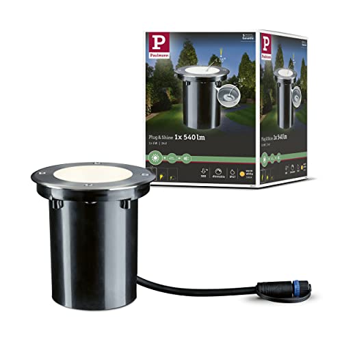 Paulmann Plug & Shine Floor Light 3000K 6W 24V Beam Angle 20° Swivelling 93907 LED Recessed Spotlight Outdoor, Metal, 6 W, 3,000 K