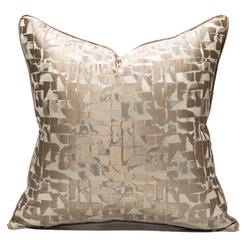 "vctops Gold Decorative Luxurious Throw Pillow Covers Jacquard Square Cushion Cases Pillowcase for Bed Sofa Couch Chair Car Home Decor (Brown A,18""x18"")"