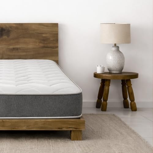 Starlight Beds Single Mattress with Springs & Memory Foam - Grey Large Brick Model, 7 Inch Budget Mattress, Soft Support, 90x190cm