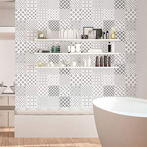 Ambiance Sticker Self-Adhesive Decorative Wall Decal Cement Tile for Bathroom and Kitchen Tanyka - Pack of 9 Stickers of 10 x 10 cm