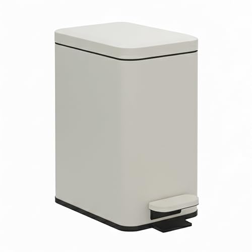Relaxdays 10L Beige Bin with Foot Pedal, Soft Close, Removable Inner Bucket, 16 cm Wide, 36 x 16 x 30 cm