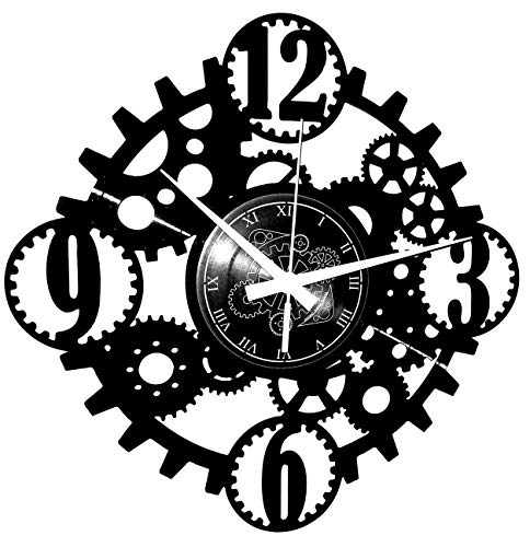 Instant Karma Clocks - Gear Wall Clock with Bold Numbers – Silent No-Ticking – Perfect for Bedroom, Office, Studio, Kitchen, Living Room - Modern Design Unique Decoration