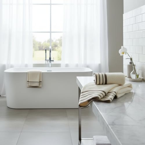 Mirabello Cotton Bidet and Face Towel Set, Wash-resistant Towels, Includes 1 Face Towel 55 x 100 cm and 1 Guest Bidet Towel 40 x 60 cm, 2 Piece Towels, Lilac