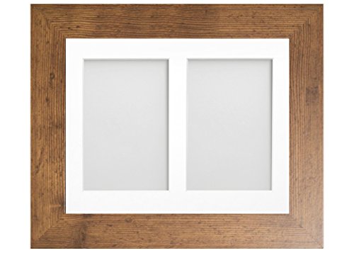 Frame Company Watson Rustic Multi-Aperture Photo Frame with Mount, 10x8 for 6x4 (x2) * Choice of Frame Colour and Mount Design* NEW