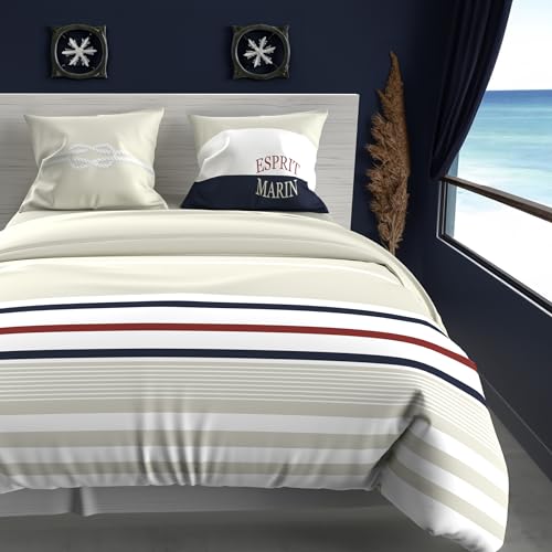Soleil d'ocre, Duvet Cover Set 260 x 240 cm Cotton 57 Thread Count Marine Sand