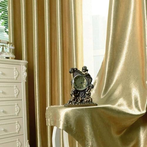 MYRU 2 Panels Set Semi Blackout Gold Curtains for Living Room Embossed Flower Curtains for Bedroom (2 x 52 x 96 Inch,Gold)