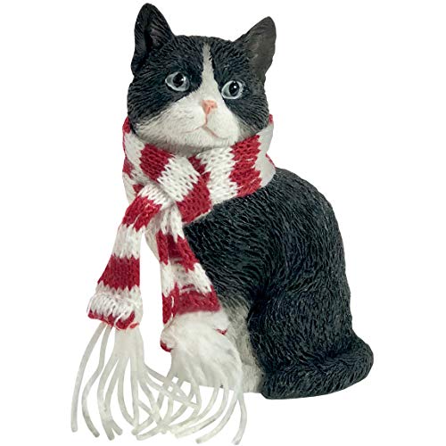 Sandicast Shorthair Tuxedo Cat with Santa Hat Christmas Ornament