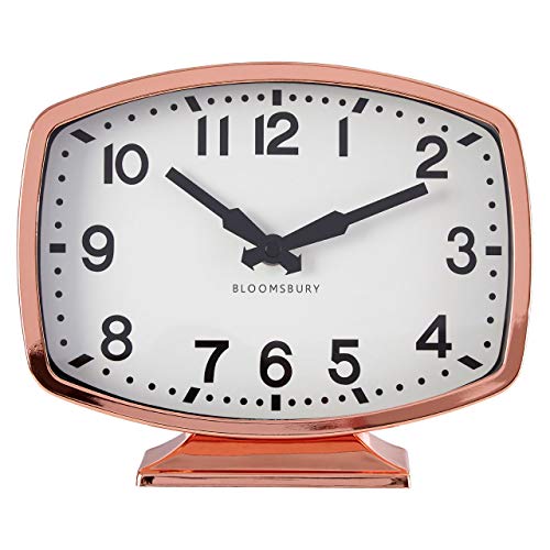 Premier Baillie Table Clock, White Face, Rose Gold Finish