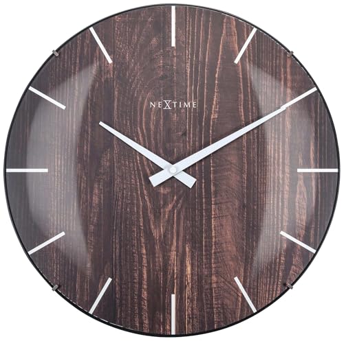 NexTime- Wall clock - Ø 35 cm - Dome Glass - Brown - 'Edge Wood Dome'