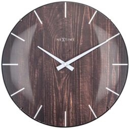 NexTime- Wall clock - Ø 35 cm - Dome Glass - Brown - 'Edge Wood Dome'