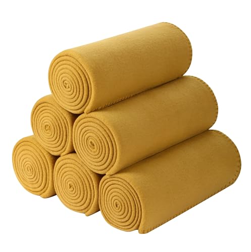 Special SG Glory Fleece Throw Blankets Bulk Fleece Blankets Solid Wholesale Lightweight Warm Soft for Pet Bed Sofa Couch Office Wedding Gifts Travel Seasons Yellow 50x60 Inches Pack of 6