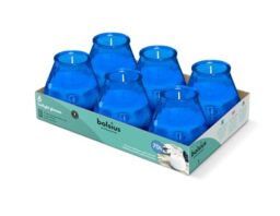Bolsius – Outdoor Candles - 6 Pieces - in Glass - Blue - Burning Time 70 Hours - No Palm Oil - Clean Burning - Cotton Wick - Non Scented