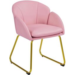 Yaheetech PU Leather Tub Chair Vanity Chair for Dressing Table Simple Pink