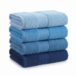 Foutastic Towel Set (4-Piece) Plain Blue 50 x 85 cm - 100% Cotton Machine Washable at 40 C - Soft, Absorbent and Durable for Everyday Use