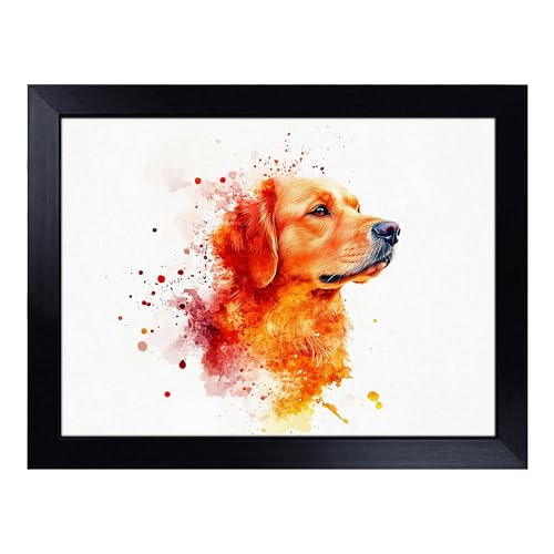 Lap Tray with Bean Bag Cushion, Labrador Retriever Portrait Dog - Handmade in the UK, Raised Wooden Edge, Padded Cushion, Heat-Resistant Wipe-Clean Surface, for Meals, Laptops and Crafts