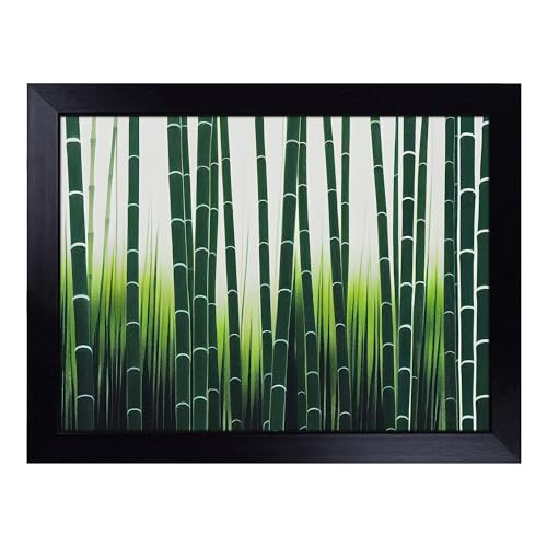 Lap Tray with Bean Bag Cushion, Tremendous Bamboo Forest - Handmade in the UK, Raised Wooden Edge, Padded Cushion, Heat-Resistant Wipe-Clean Surface, for Meals, Laptops and Crafts