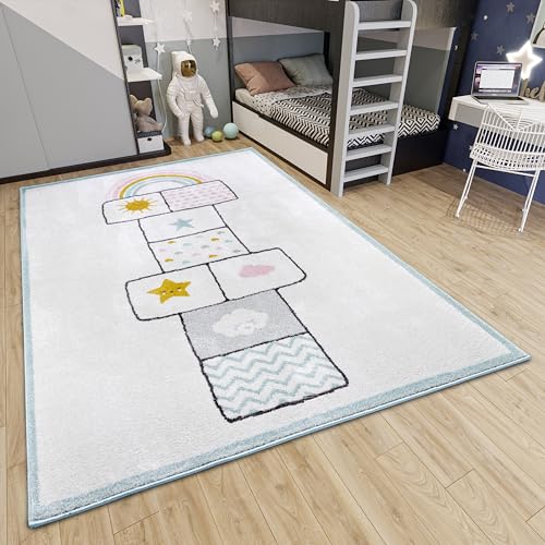 Hanse Home Adventures Children's Rug - Bouncy Box, Bouncy Game Pattern Rug Boys Girls for Children's Room, Playroom, Teenager's Room, Living Room - Blue, 120 x 170 cm
