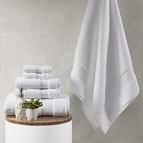 Madison Park Signature Splendor Luxury 100% Cotton Bathroom Towel Set - Soft, Plush 1000 GSM Heavyweight Hotel Quality, Zero Twist, Highly Absorbent, Quick Dry, Multi Sizes, White 6 Piece