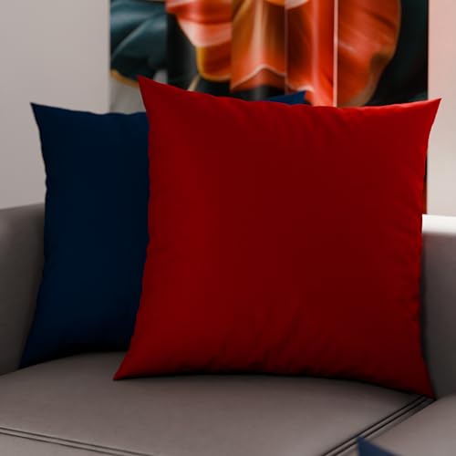 PETTI Artigiani Italiani - Pair of Microfiber Pillowcases 60x40 cm, Bedroom Cushions, Sofa, Set of 2 Cushion Covers, Double Face Pillowcase Bordeaux Blue