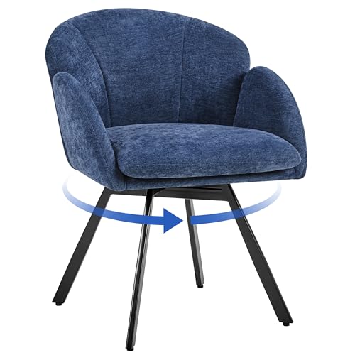Yaheetech Swivel Tub Chair, Flower Shape Chenille Armchair, Blue