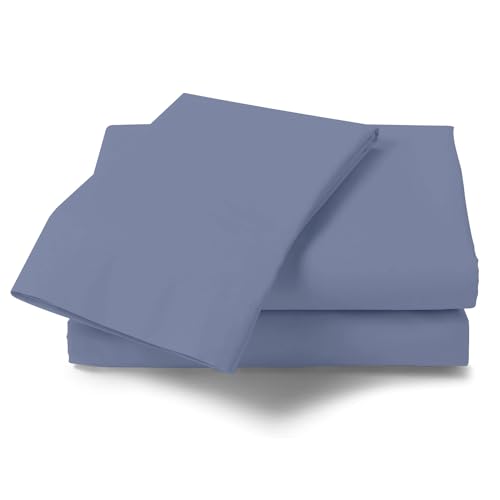 GC GAVENO CAVAILIA Non Iron Plain Dyed Percale Flat, Soft Polycotton Sheets, 180 Thread Count Easy Care Bedding, Blue, King