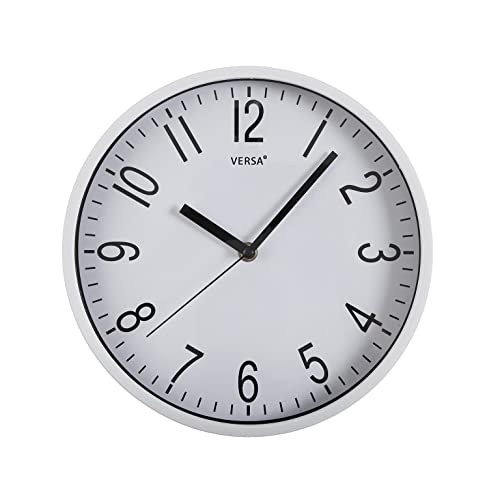 Versa Raven Silent Decorative Wall Clock NEW MECHANISM AND IMPROVED QUALITY for Kitchen, Measurements (H x L x W) 25 x 4,3 x 25 cm, Polypropylene, Colour Black and white