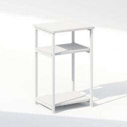Furinno SIMPLISTIC Night Stand, 3-Tier Open Shelf Design Nightstand with Metal Frame, Bedside Table, End Table, Side Table, for Bedroom, Living Room, White