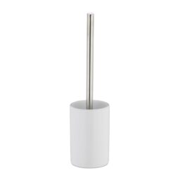 Relaxdays Ceramic WC Accessory Set, Toilet Brush with Round Holder, Exchangeable Brush Head, 36 cm, White