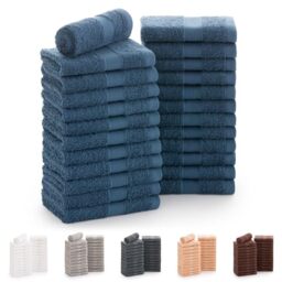 Todocama - Set of 24 Hand Towels (30x30 cm) 100% Soft and Absorbent Cotton, 550 gsm Premium, (Navy Blue)