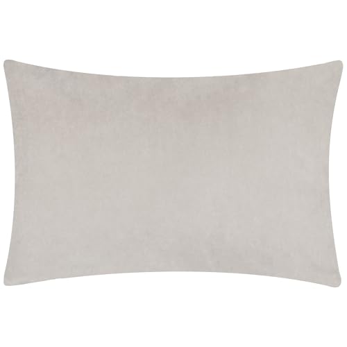 Yard Furn Darland Velvet Cushion – Soft Velvet Oblong Cushion Contrast Linen-Look Reverse Hidden Zip Polyester Filled (Doe – 40 x 60 cm)